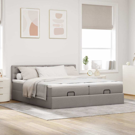 vidaXL Bedframe met matrassen 180x200cm stof taupe afbeelding3 - 1