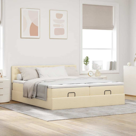 vidaXL Bedframe met matrassen 180x200cm stof crèmekleurig afbeelding3 - 1