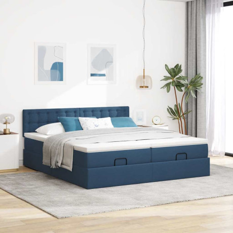 vidaXL Bedframe met matrassen 180x200cm stof blauw afbeelding3 - 1