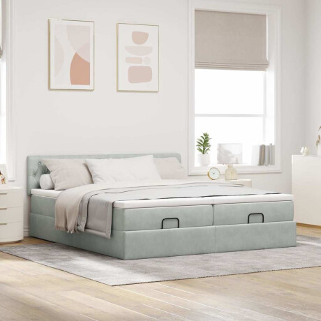 vidaXL Ottoman bed met matrassen 200x200cm fluweel lichtgrijs afbeelding3 - 1