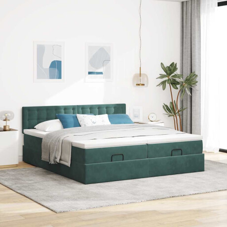 vidaXL Ottoman bed met matrassen 160x200cm fluweel donkergroen afbeelding3 - 1