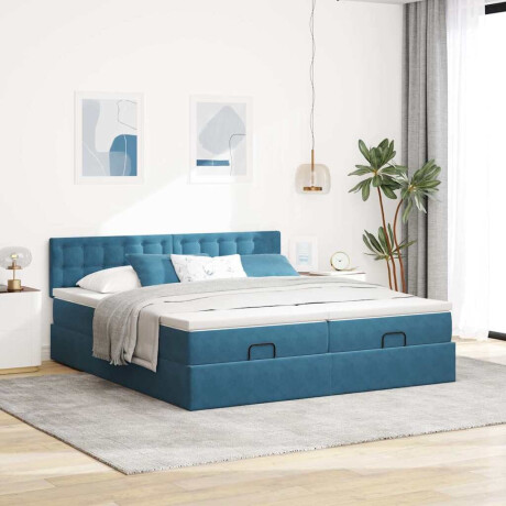 vidaXL Ottoman bed met matrassen 160x200cm fluweel donkerblauw afbeelding3 - 1
