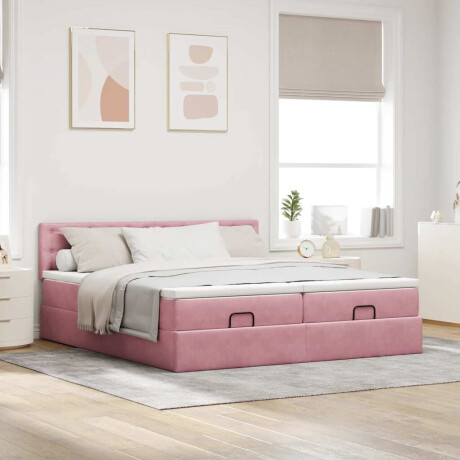 vidaXL Ottoman bed met matrassen 160x200cm fluweel roze afbeelding3 - 1