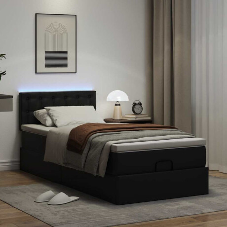 vidaXL Ottoman bed met matrassen en LED's 90x190 cm kunstleer zwart afbeelding3 - 1