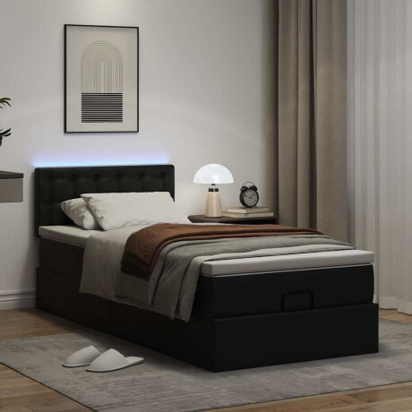 vidaXL Ottoman bed met matrassen en LED's 100x200cm kunstleer zwart afbeelding3 - 1