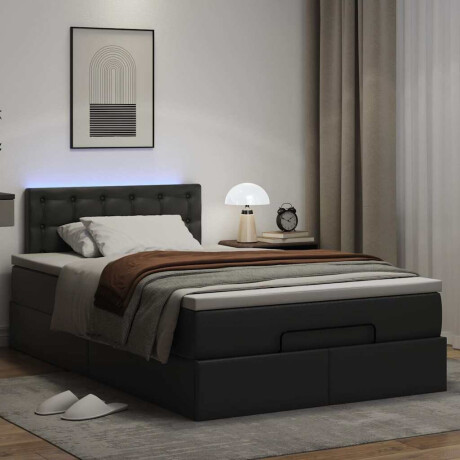 vidaXL Bed poef met matrassen en LED's 120x190cm kunstleer zwart afbeelding3 - 1