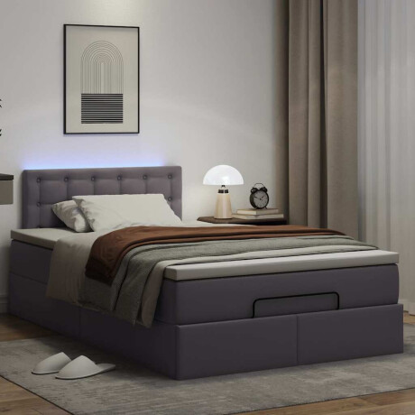 vidaXL Bed poef met matrassen en LED's 120x190cm kunstleer grijs afbeelding3 - 1