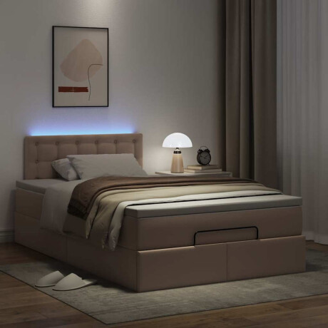 vidaXL Bed poef met matrassen en LED's 120x190cm kunstleer afbeelding3 - 1
