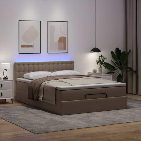 vidaXL Bed poef met matrassen en LED's 140x190cm kunstleer afbeelding3 - 1