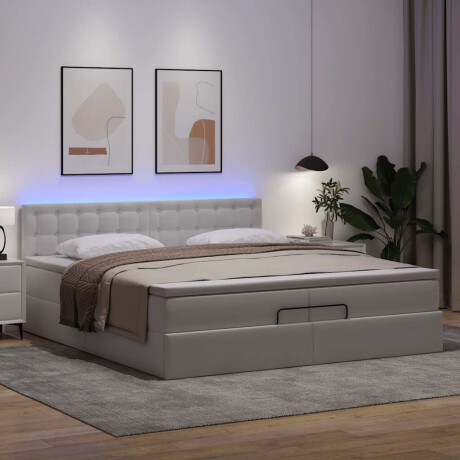 vidaXL Ottoman bed met matrassen en LED's 200x200cm kunstleer afbeelding3 - 1