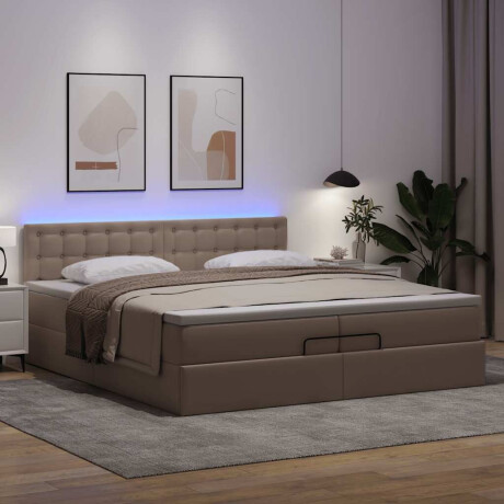 vidaXL Ottoman bed met matrassen en LED's 200x200cm kunstleer afbeelding3 - 1