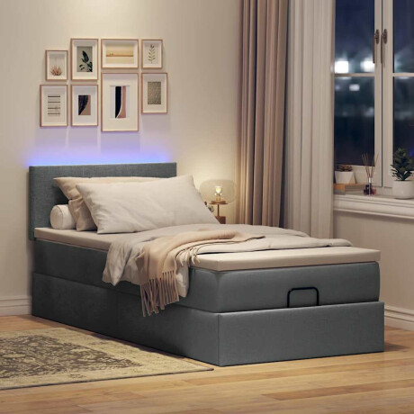 vidaXL Bed poef met matras en LED's stof 80x200 cm donkergrijs afbeelding3 - 1