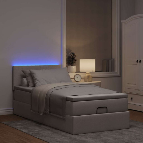 vidaXL Bed poef met matras en LED's 90x200 cm stof taupe afbeelding3 - 1