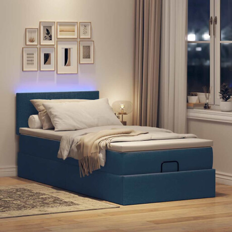 vidaXL Bed poef met matras en LED's 90x200 cm stof blauw afbeelding3 - 1