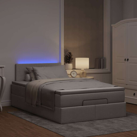 vidaXL Bed poef met matras en LED's 120x190 cm stof taupe afbeelding3 - 1