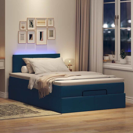 vidaXL Bed poef met matras en LED's 120x190 cm stof blauw afbeelding3 - 1