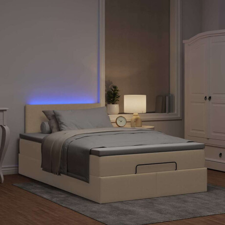 vidaXL Ottoman bed met matras en LED's 120x200cm stof crèmekleurig afbeelding3 - 1