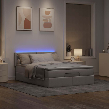 vidaXL Bed poef met matras en LED's 140x200 cm stof taupe afbeelding3 - 1