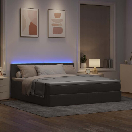 vidaXL Bed poef met matras en LED's 180x200 cm stof taupe afbeelding3 - 1