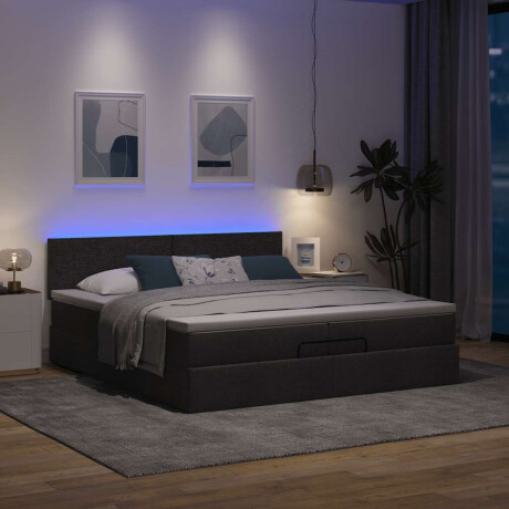 vidaXL Ottoman bed met matrassen en LED's 200x200cm stof zwart afbeelding3 - 1