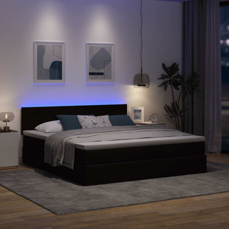 vidaXL Ottoman bed met matrassen en LED's 200x200cm stof donkerbruin afbeelding3 - 1