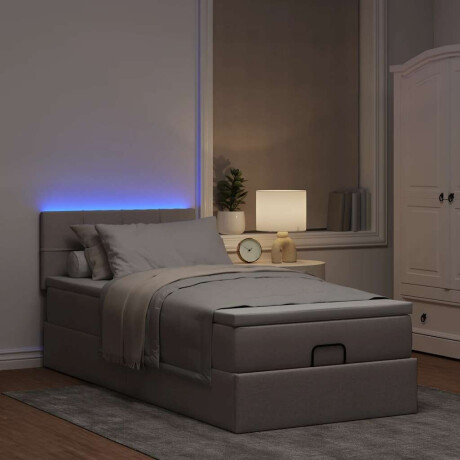 vidaXL Bed poef met matras en LED's 90x200 cm stof taupe afbeelding3 - 1