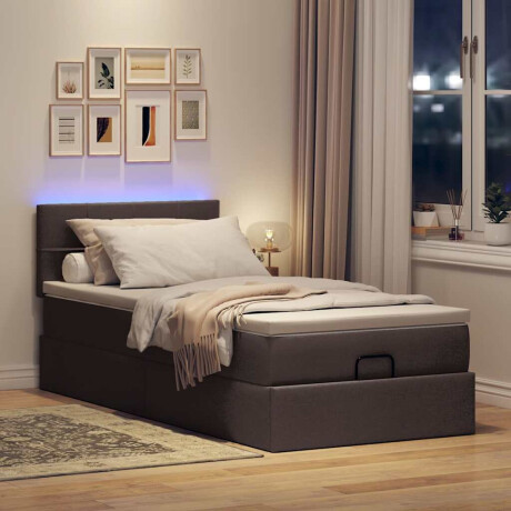 vidaXL Ottoman bed met matras en LED's 100x200 cm stof donkerbruin afbeelding3 - 1