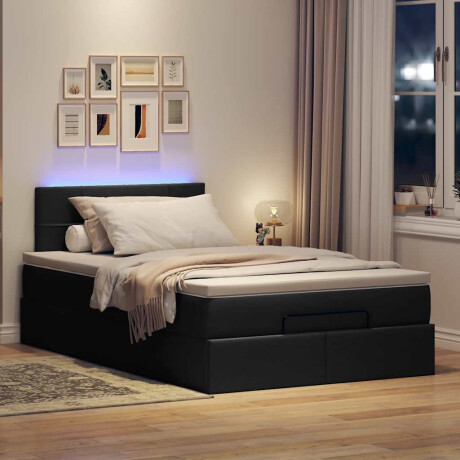 vidaXL Bed poef met matras en LED's 120x190 cm stof zwart afbeelding3 - 1
