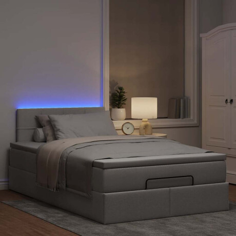 vidaXL Bed poef met matras en LED's 120x190 cm stof taupe afbeelding3 - 1