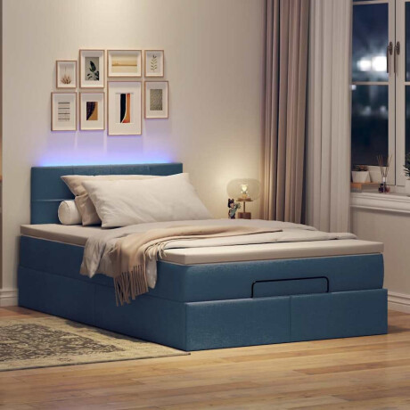 vidaXL Bed poef met matras en LED's 120x190 cm stof blauw afbeelding3 - 1