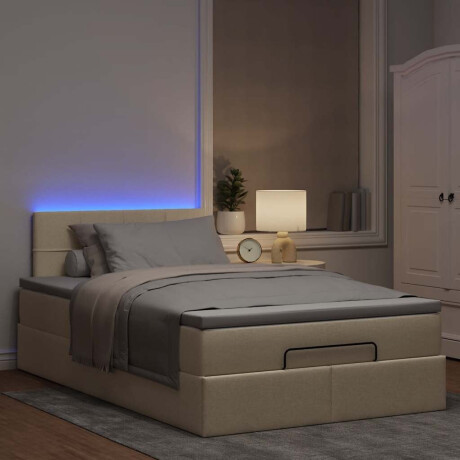 vidaXL Ottoman bed met matras en LED's 120x200cm stof crèmekleurig afbeelding3 - 1