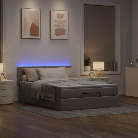 vidaXL Bed poef met matras en LED's 140x190 cm stof taupe afbeelding3 - 1
