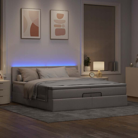 vidaXL Ottoman bed met matrassen en LED's 200x200cm stof taupe afbeelding3 - 1