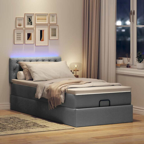 vidaXL Bed poef met matras en LED's stof 80x200 cm donkergrijs afbeelding3 - 1