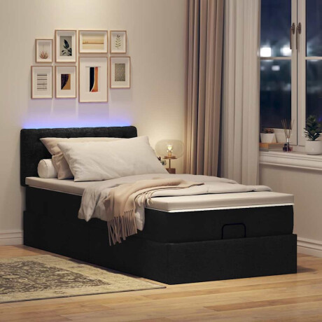vidaXL Bed poef met matras en LED's 80x200 cm stof zwart afbeelding3 - 1