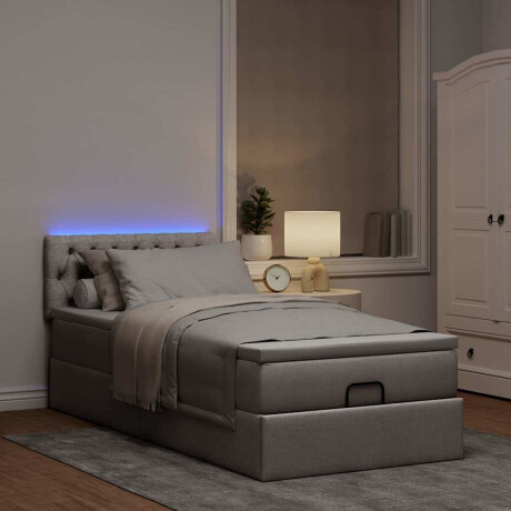 vidaXL Bed poef met matras en LED's 90x200 cm stof taupe afbeelding3 - 1