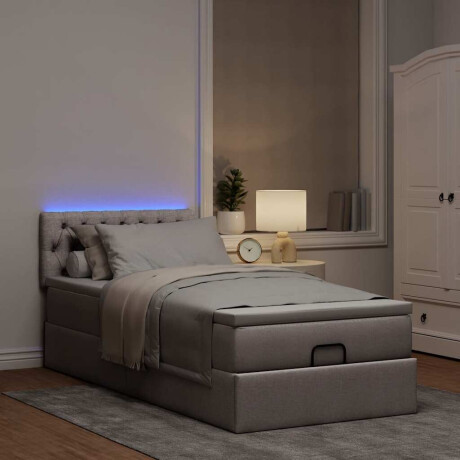 vidaXL Ottoman bed met matras en LED's 100x200 cm stof taupe afbeelding3 - 1