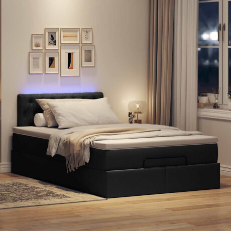vidaXL Bed poef met matras en LED's 120x190 cm stof zwart afbeelding3 - 1