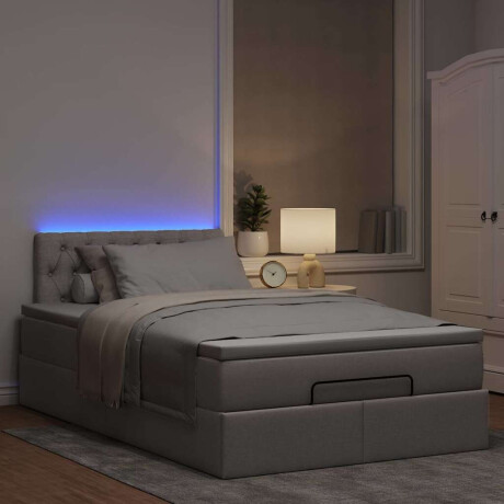 vidaXL Bed poef met matras en LED's 120x190 cm stof taupe afbeelding3 - 1