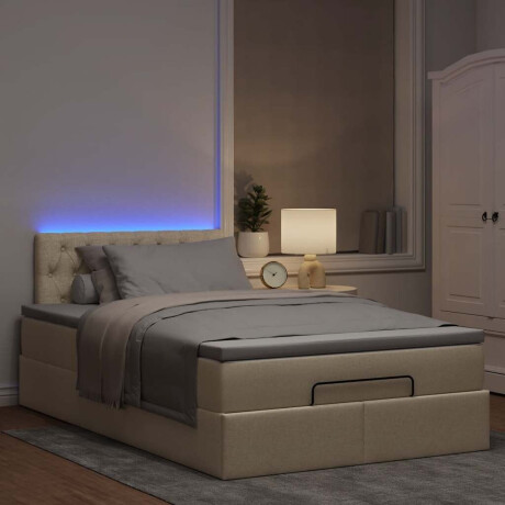 vidaXL Ottoman bed met matras en LED's 120x200cm stof crèmekleurig afbeelding3 - 1