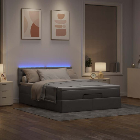 vidaXL Bed poef met matras en LED's 140x190 cm stof taupe afbeelding3 - 1
