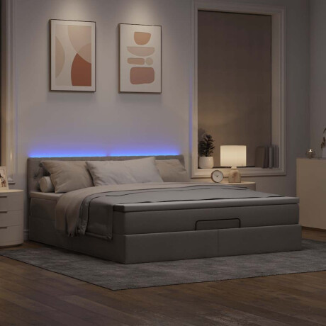 vidaXL Ottoman bed met matras en LED's 160x200cm stof taupe afbeelding3 - 1