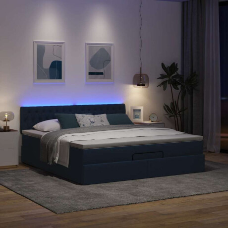 vidaXL Ottoman bed met matras en LED's 160x200cm stof blauw afbeelding3 - 1