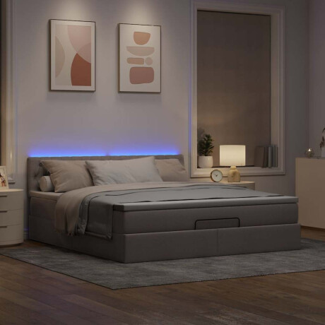 vidaXL Bed poef met matras en LED's 180x200 cm stof taupe afbeelding3 - 1