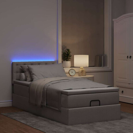 vidaXL Ottoman bed met matras en LED's 90x190cm stof taupe afbeelding3 - 1