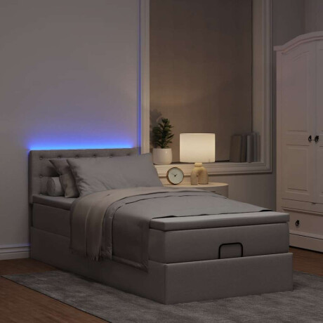 vidaXL Ottoman bed met matras en LED's 100x200 cm stof taupe afbeelding3 - 1