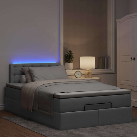 vidaXL Ottoman bed met matras en LED's 120x190 cm stof lichtgrijs afbeelding3 - 1