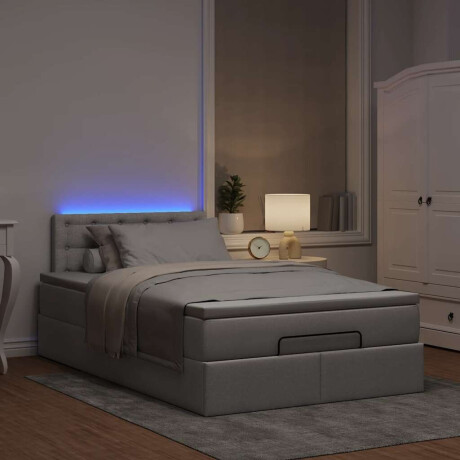 vidaXL Bed poef met matras en LED's 120x190 cm stof taupe afbeelding3 - 1