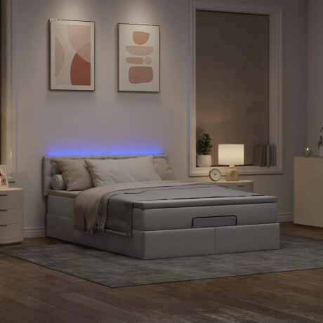 vidaXL Bed poef met matras en LED's 140x190 cm stof taupe afbeelding3 - 1