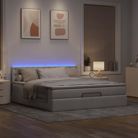 vidaXL Ottoman bed met matras en LED's 160x200cm stof taupe afbeelding3 - 1